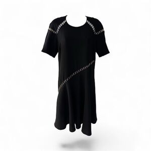 A.L.C. Black Dress with Silver Chain Link Accents, Size 4